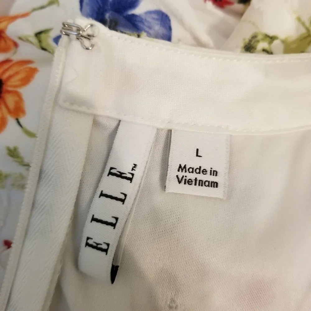 ELLE L‎ Sleeveless Floral Ruffle Halter Belted Dress BLOOMING BEAUTY Hi Low
